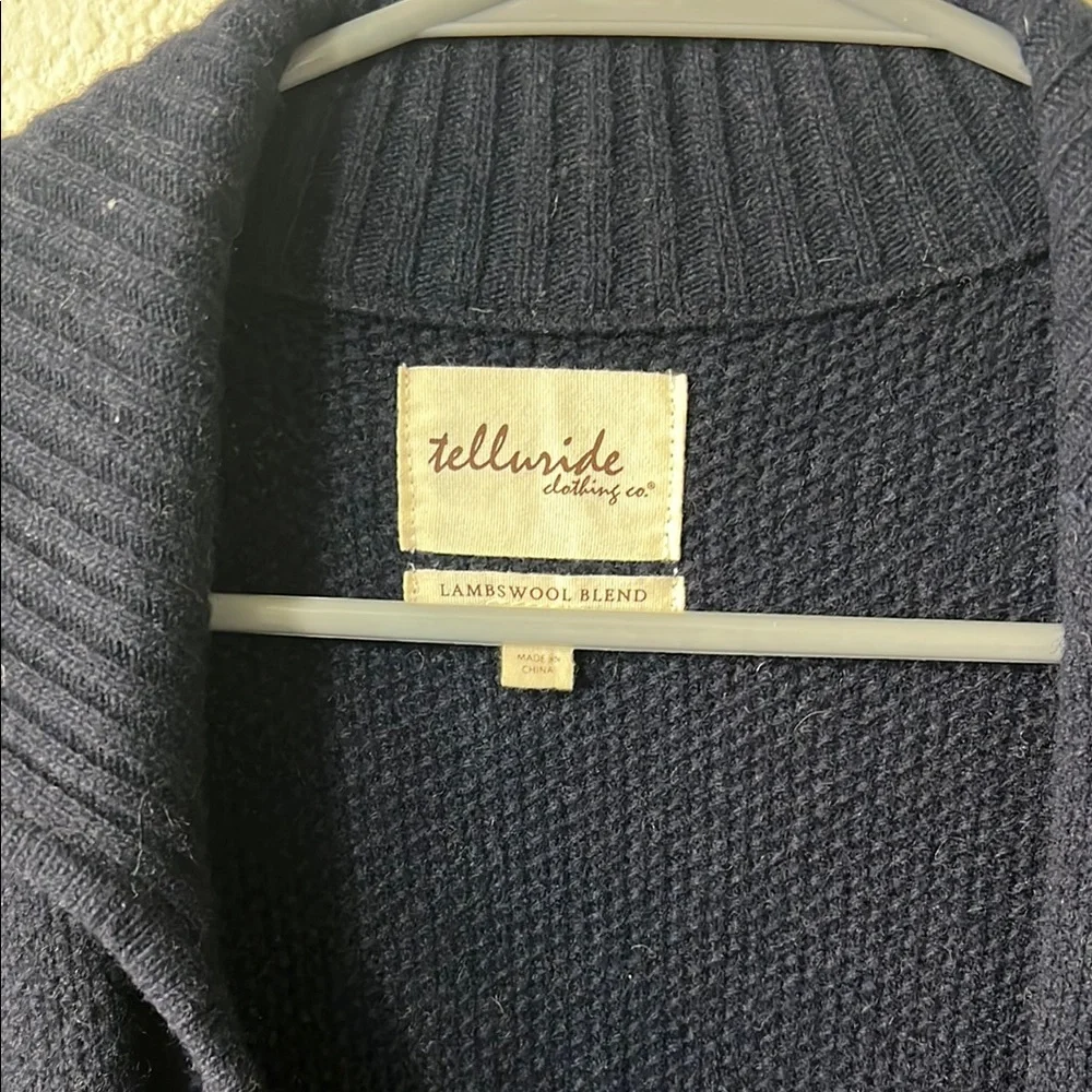 Navy Blue Patterned Cardigan Sweater - Picture 2 of 4
